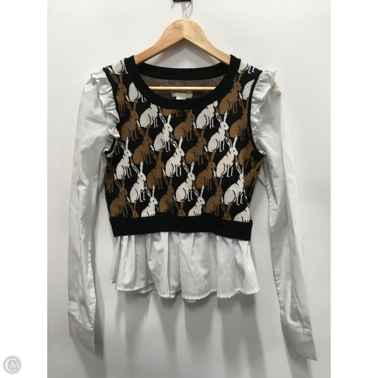 Top Long Sleeve By Maeve In Black & Brown, Size: S