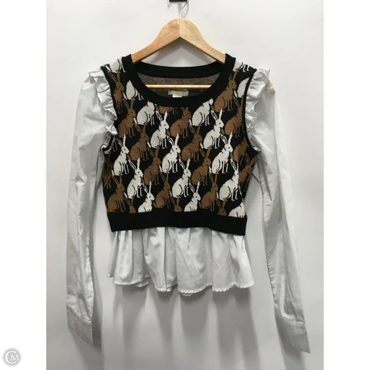 Top Long Sleeve By Maeve In Black & Brown, Size: S