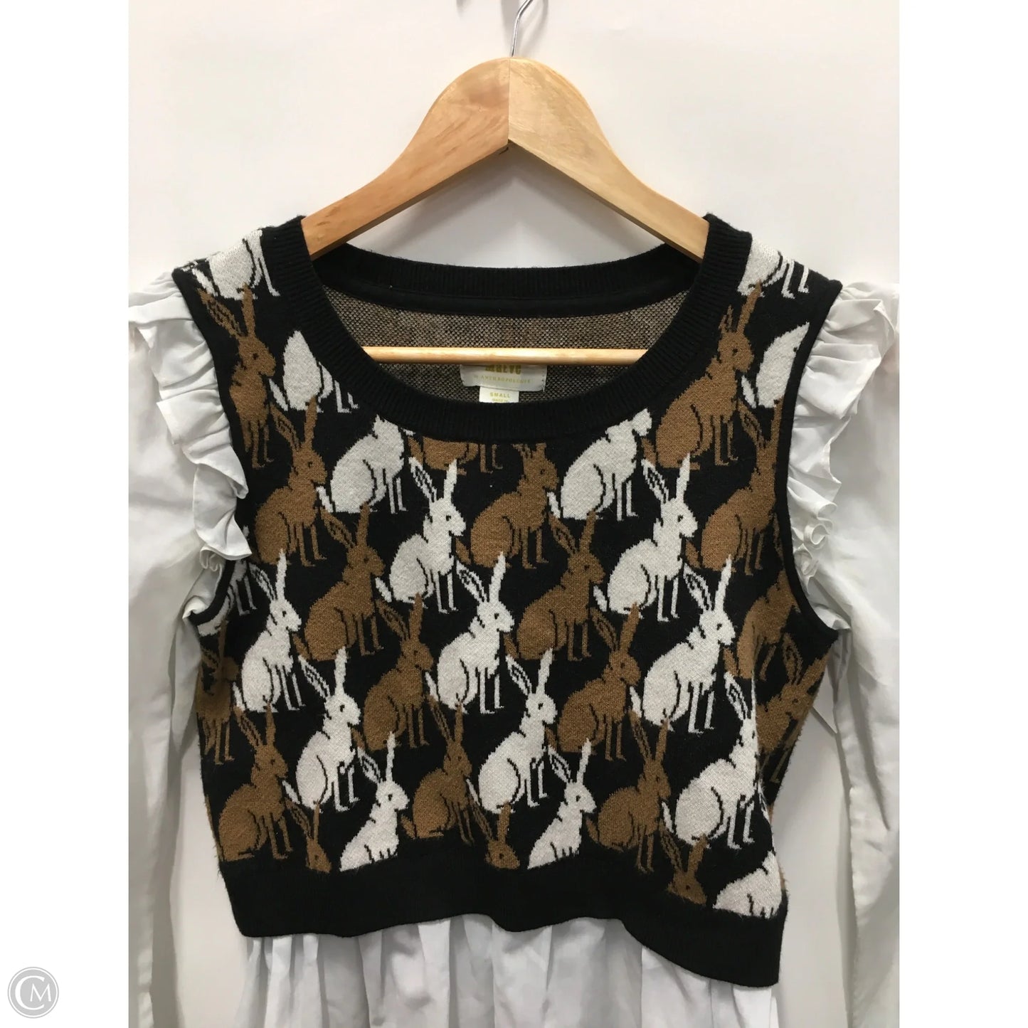 Top Long Sleeve By Maeve In Black & Brown, Size: S