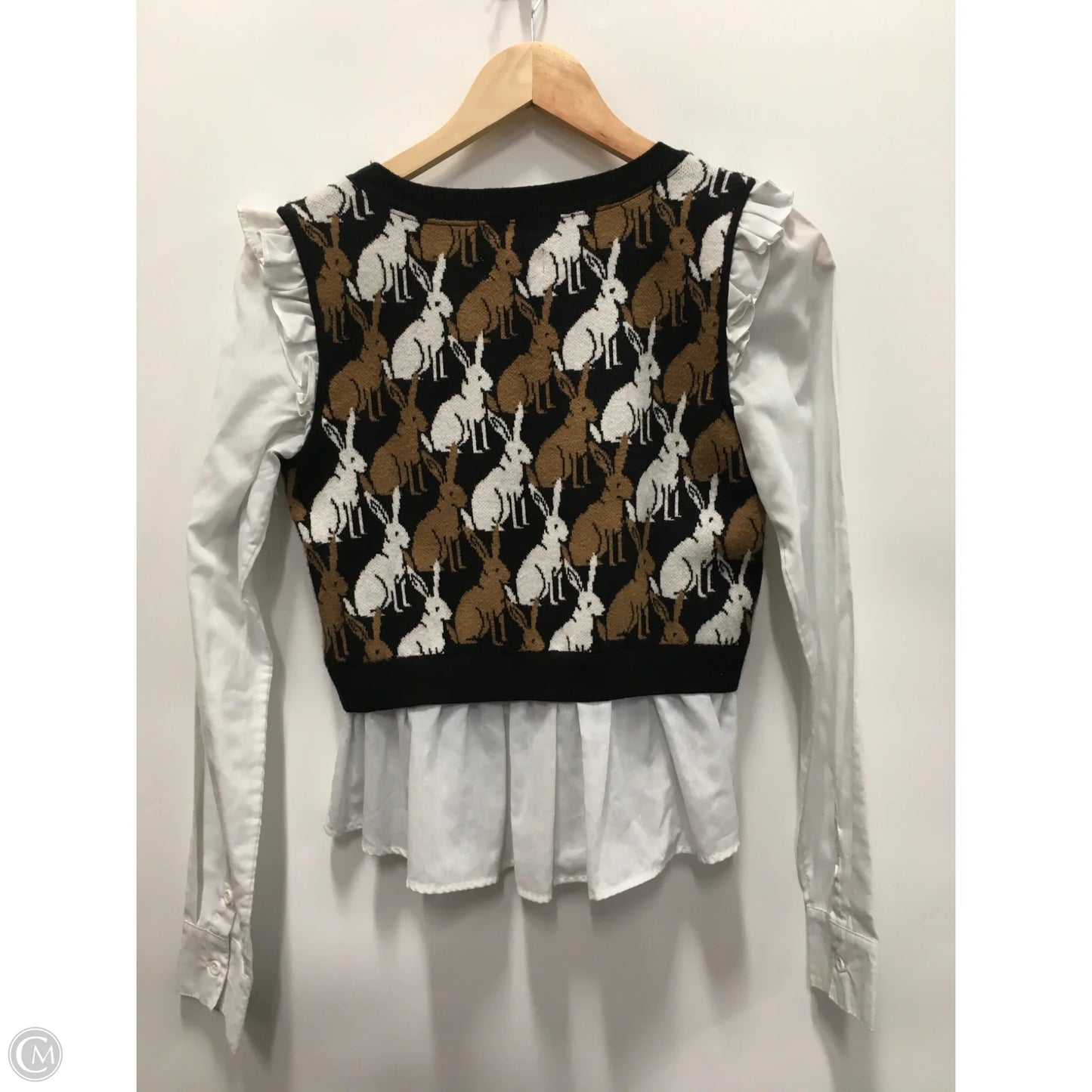 Top Long Sleeve By Maeve In Black & Brown, Size: S