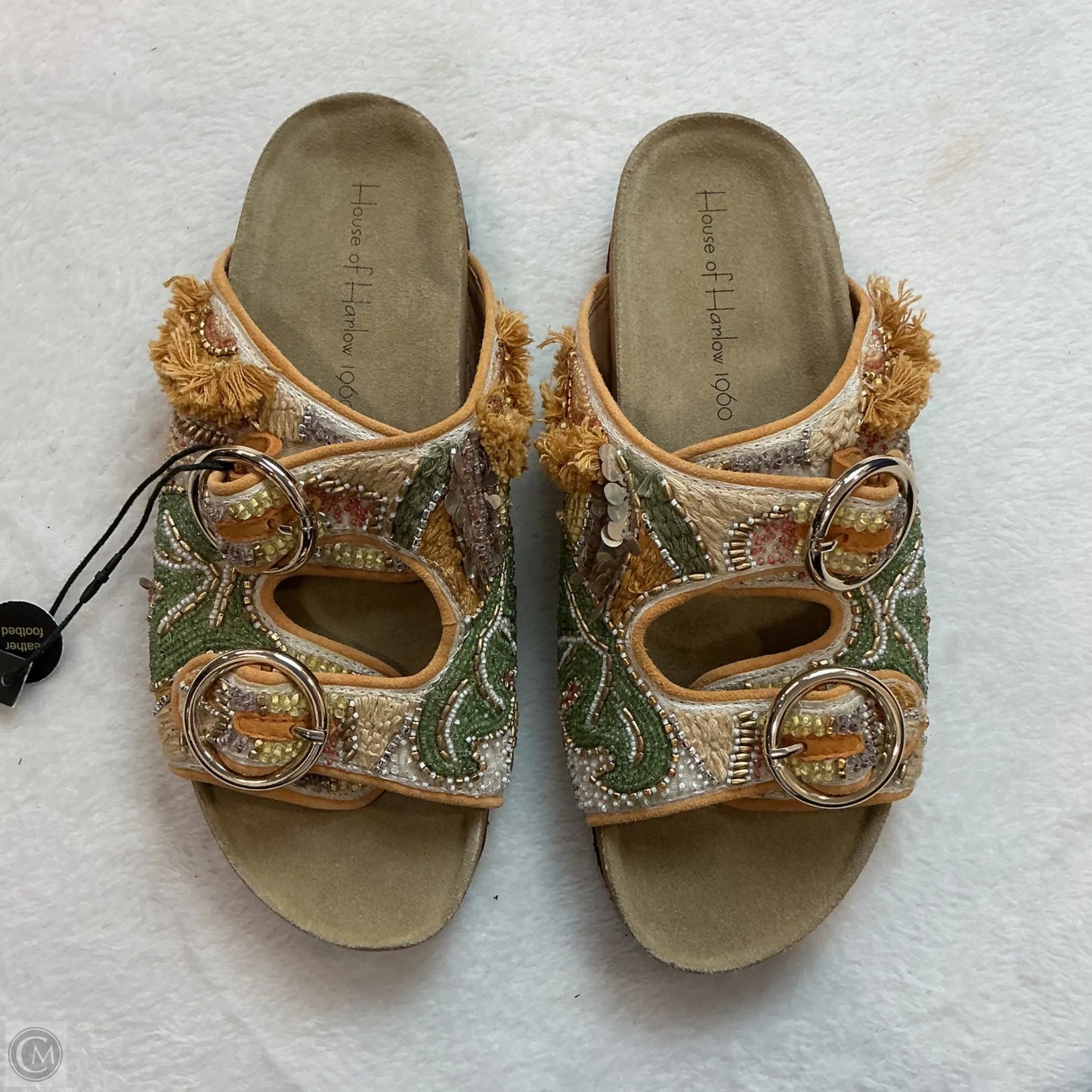 Sandals Flats By House Of Harlow In Cream & Green, Size: 6