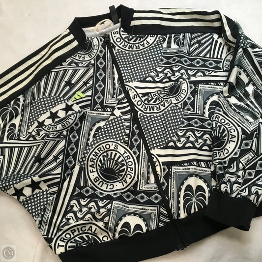 Athletic Jacket By Farm Rio In Black & Cream, Size: M