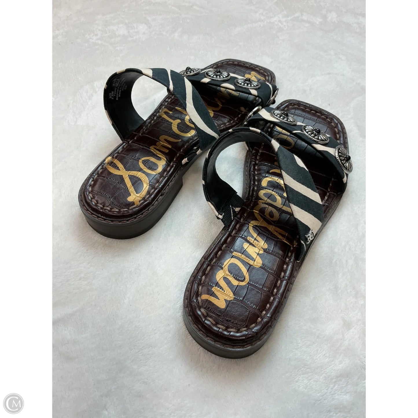 Sandals Flats By Sam Edelman In Black & White, Size: 7.5